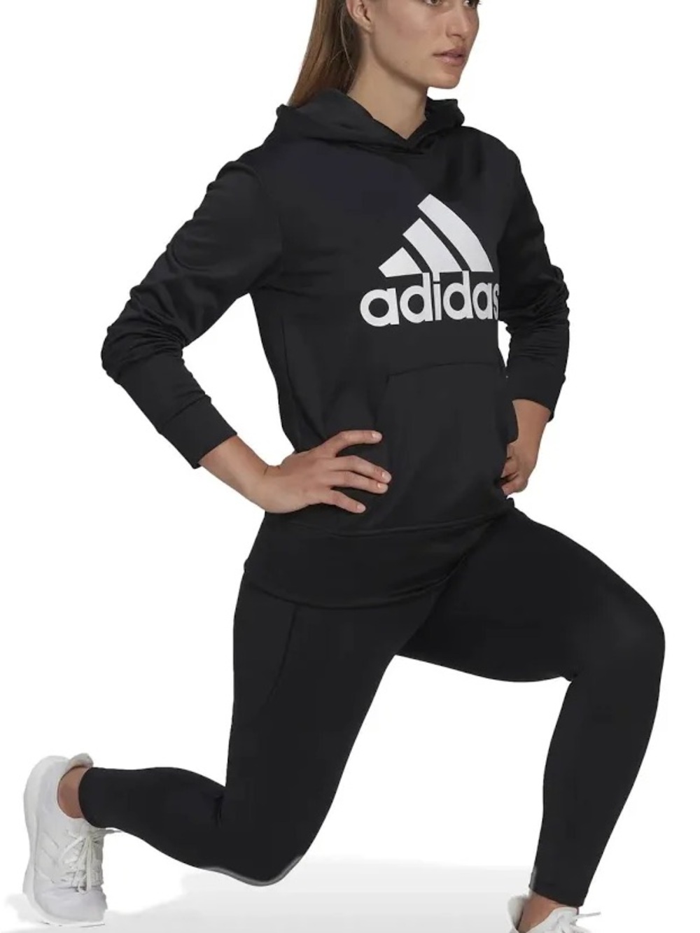 adidas AEROREADY Big Logo Hoodie Black / White - Size XS - Picture 3 of 13